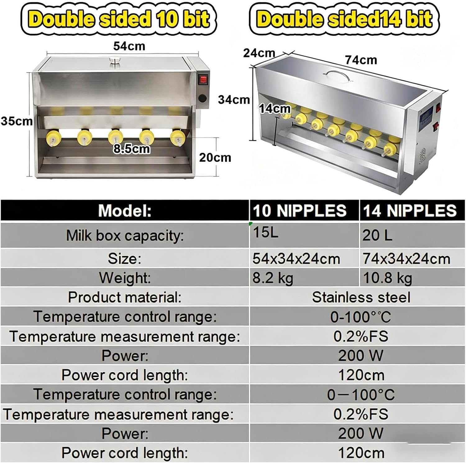 KEhtu Distributore Automatico di Latte per Suini, in Acciaio Inox, da 20 Litri, con 10/14 Tettarelle E Foro di Aerazione - Temperatura Costante E Miscelazione Automatica 15L/10Nipples