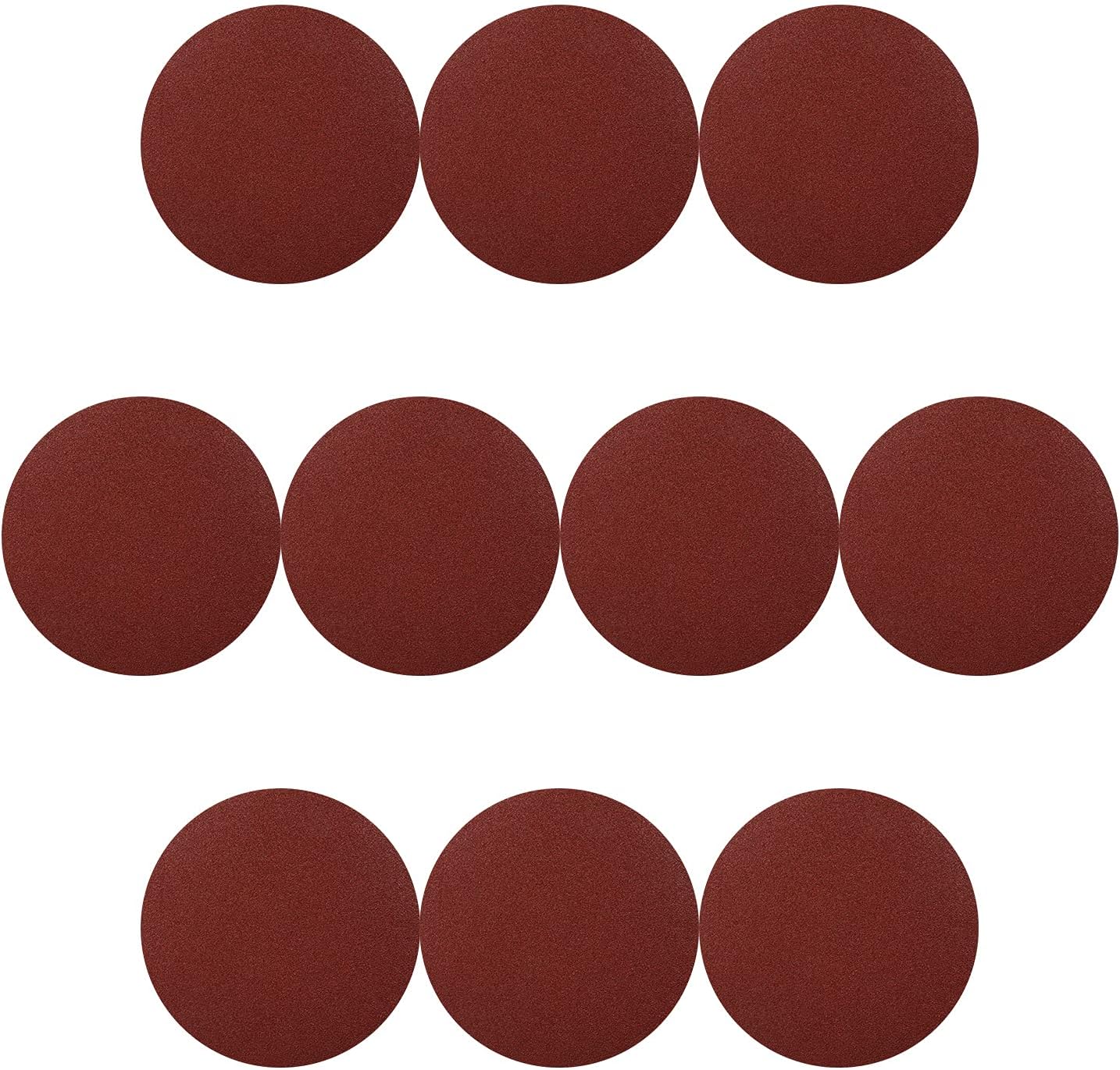 Utoolmart PSA Sanding Discs, 10-inch Self Stick Adhesive Back Sandpaper, 40 Grits No-Hole Aluminum Oxide Sanding Paper, for Random Orbital Sander, Wood, Metal Polishing, 10 Pcs