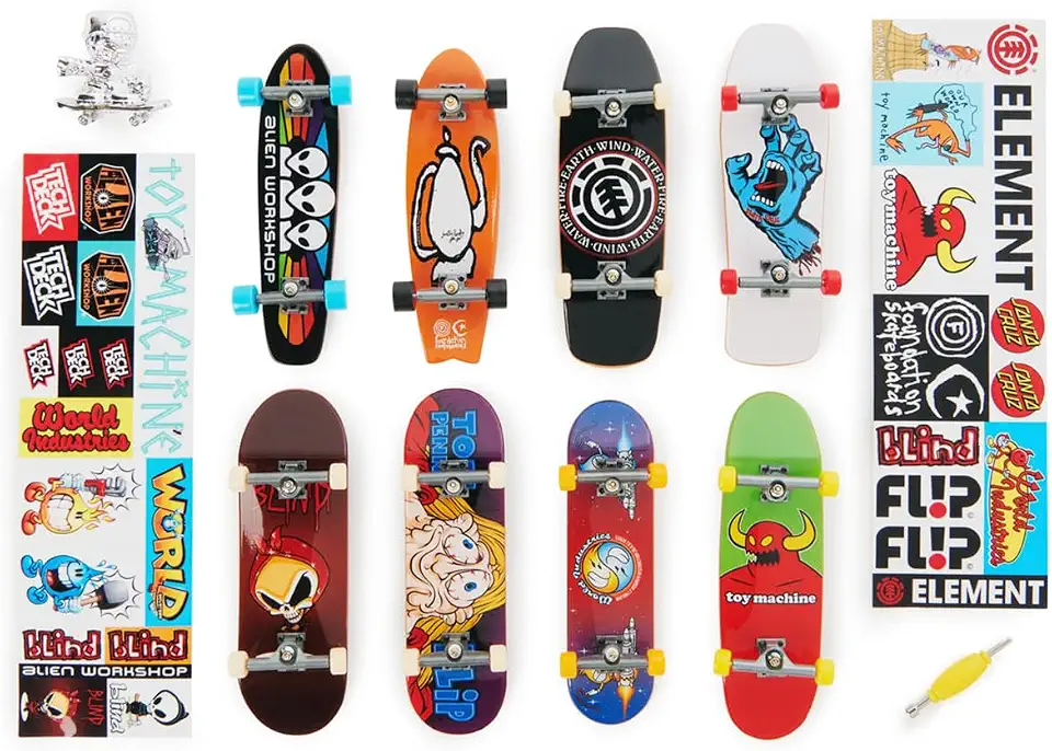 SUNNY, Tech Deck, Skate de Dedo, Pack de 25 anos com 8 Skates