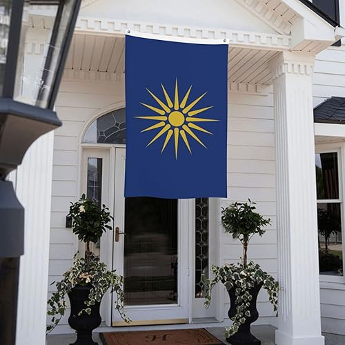 Miniatura 9 de Bandera de Macedonia griega de 3 x 5 pies, poliéster duradero de doble cara, divertida pancarta decorativa para exteriores, bandera de bienvenida