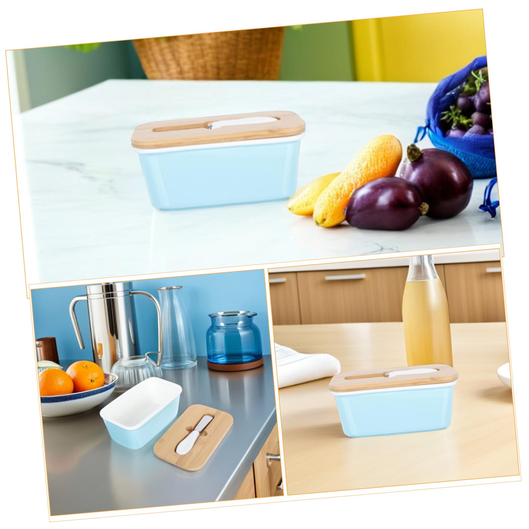 Beurrier Rectangulaire Porcelaine avec Couvercle Hermétique et Couteau Boîte à Beurre Compacte pour Réfrigérateur et Plan de Travail Conserve la Fraîcheur et Optimise Espace