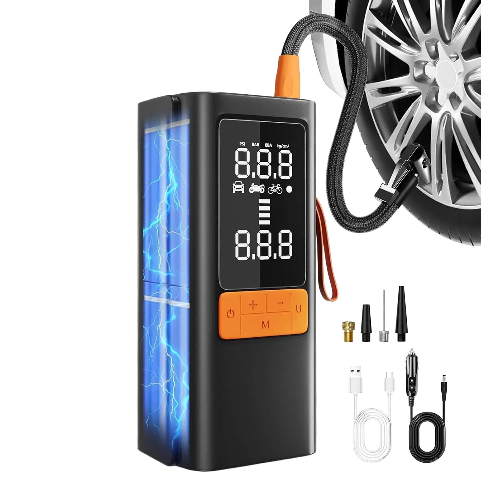 Rechargeable Air Pumps Tire Inflator Portable Compressor Digital Cordless Car Tyre Inflator for Motocycle Bicycles Portable Air Compressor