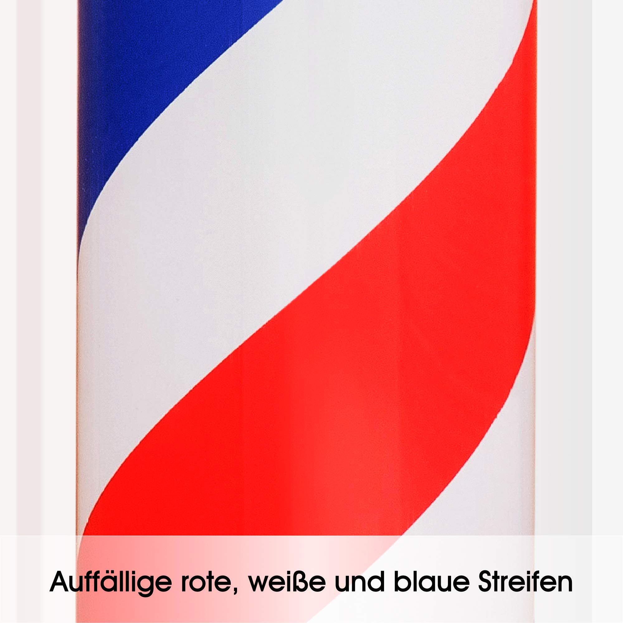 Barberpub Barber-Pole Barbierstab Friseurstange mit LED-Kugelleuchte Salon Einrichtung, Drehbar, klassisch rot-weiß-blaue Säule Barbershop-Säule, Energieklasse G