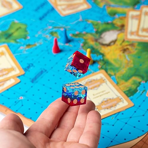 Miniatura 6 de AUSTOR Juego de dados de 6 caras de resina D6 de 0.632 pulgadas, hecho a mano, borde afilado, 6 dados de resina con estuche de metal para Tenzi,