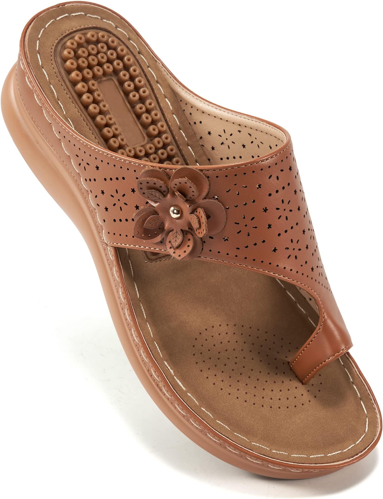 Aomigoct Sandals for Women Wedge Shoes: Comfortable Flower Orthopedic Sandals Womens Dressy Summer Wedges Casual Walking Flip Flops