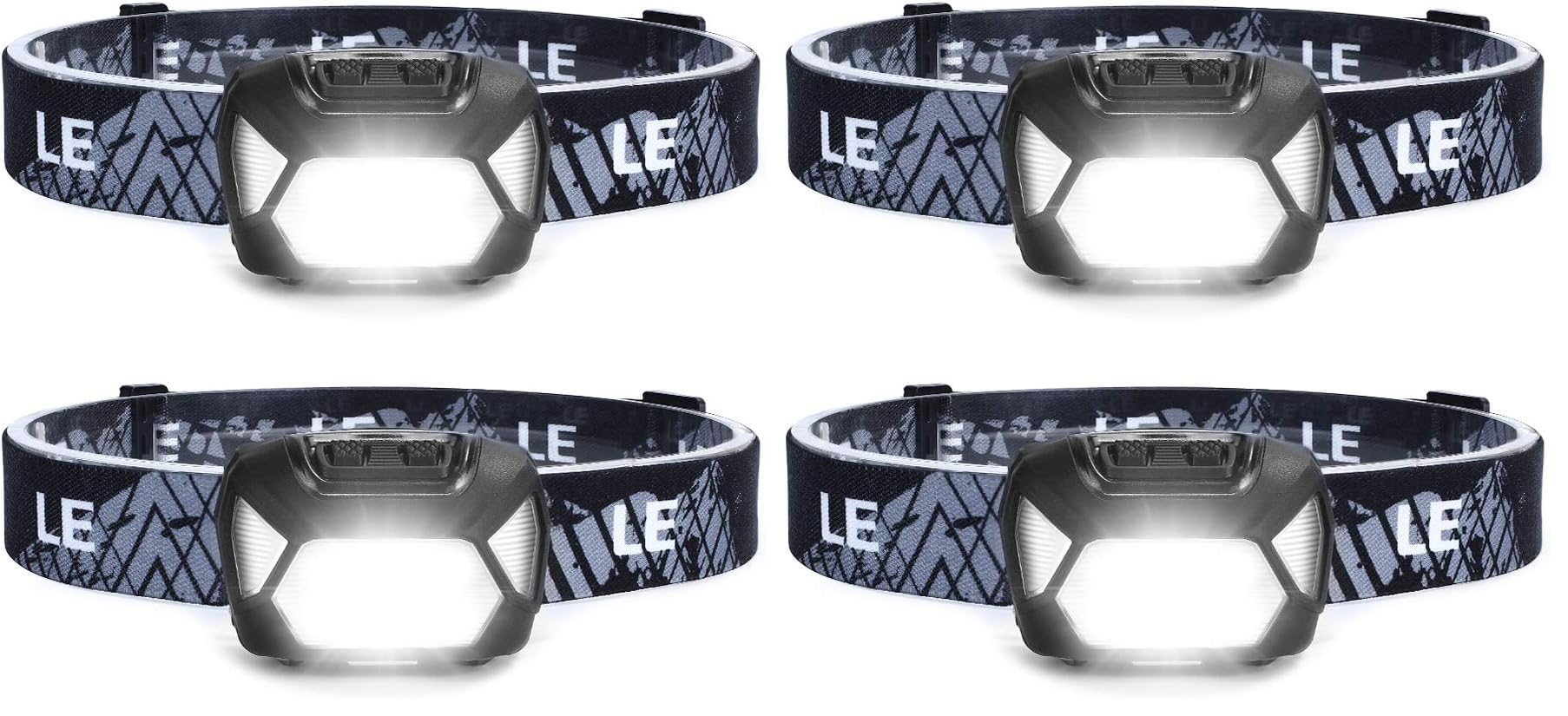 Lepro Headlamp, 2 Pack, Super Bright LED Head Torch with 6 Light Modes, Waterproof, Battery Operated LED Lightweight Headlamps for Cycling, Running, Camping for Children and Adults (Pack of 2) Black 2 (Packung mit 2)