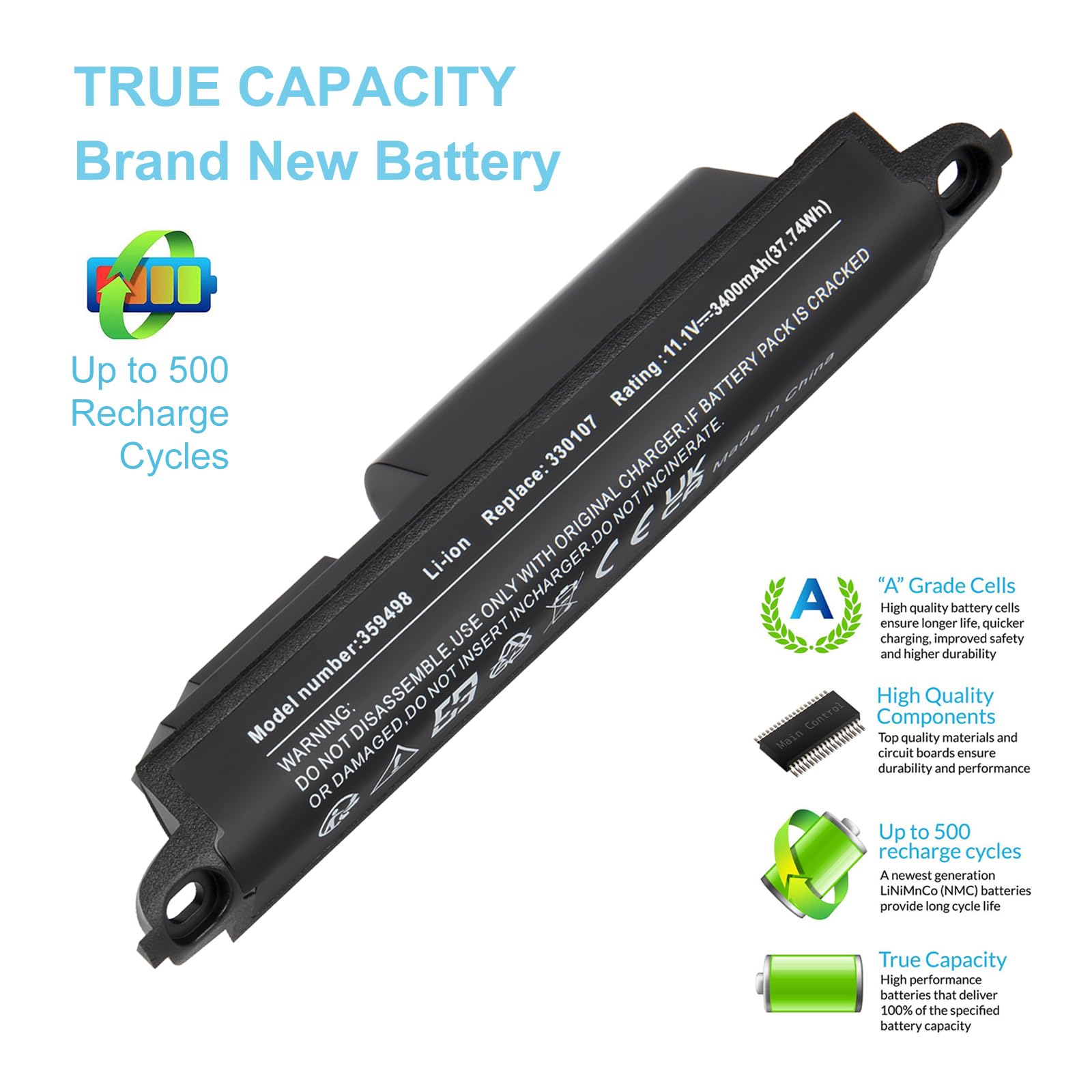 11.1V 3400mAh 359495 Batterie pour Bose SoundLink III 330107 359498 330107A 359495 330105 330105A Batterie de rechange pour Bose SoundLink Bluetooth Mobile Speaker II 404600