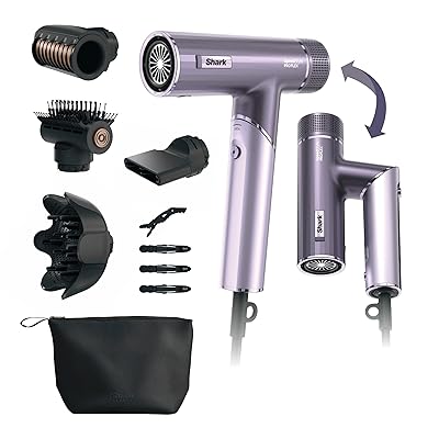 Shark SpeedStyle Pro Flex Professional Performance High-Velocity Hair Dryer System with Scalp Shield & IQ Speed Styling and Drying Suite, Lightweight, Ionic, No Heat Damage, Mocha Silver, HD542