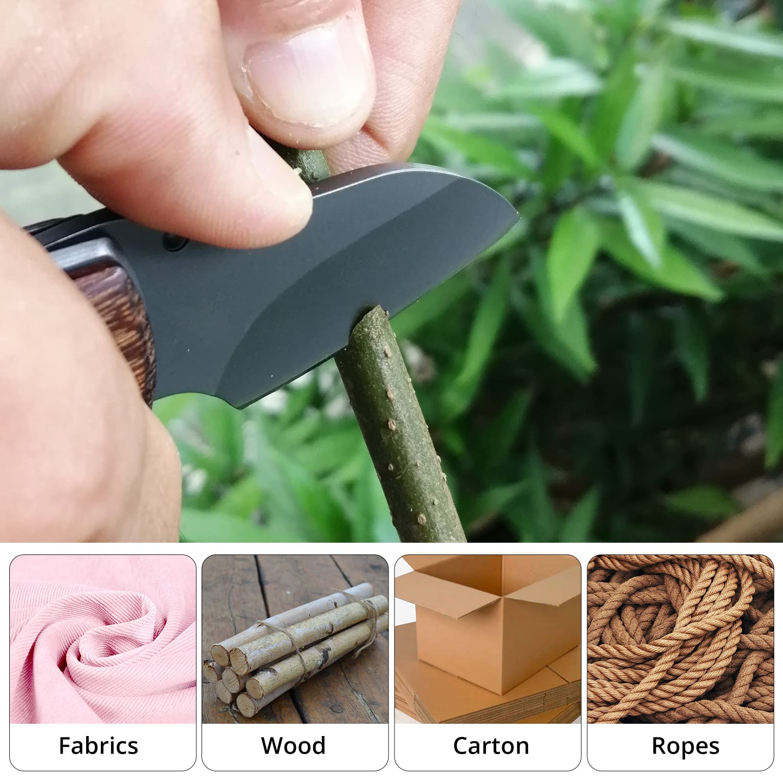 Coltello tascabile Coltello pieghevole Manico in legno Mini Multitool 3-in-1 Coltelli Serramanico da Caccia