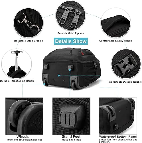 Miniatura 4 de Mochila con ruedas, mochila grande con ruedas para hombres, mujeres y adultos, mochila impermeable de 17 pulgadas para portátil de viaje, bolsa de