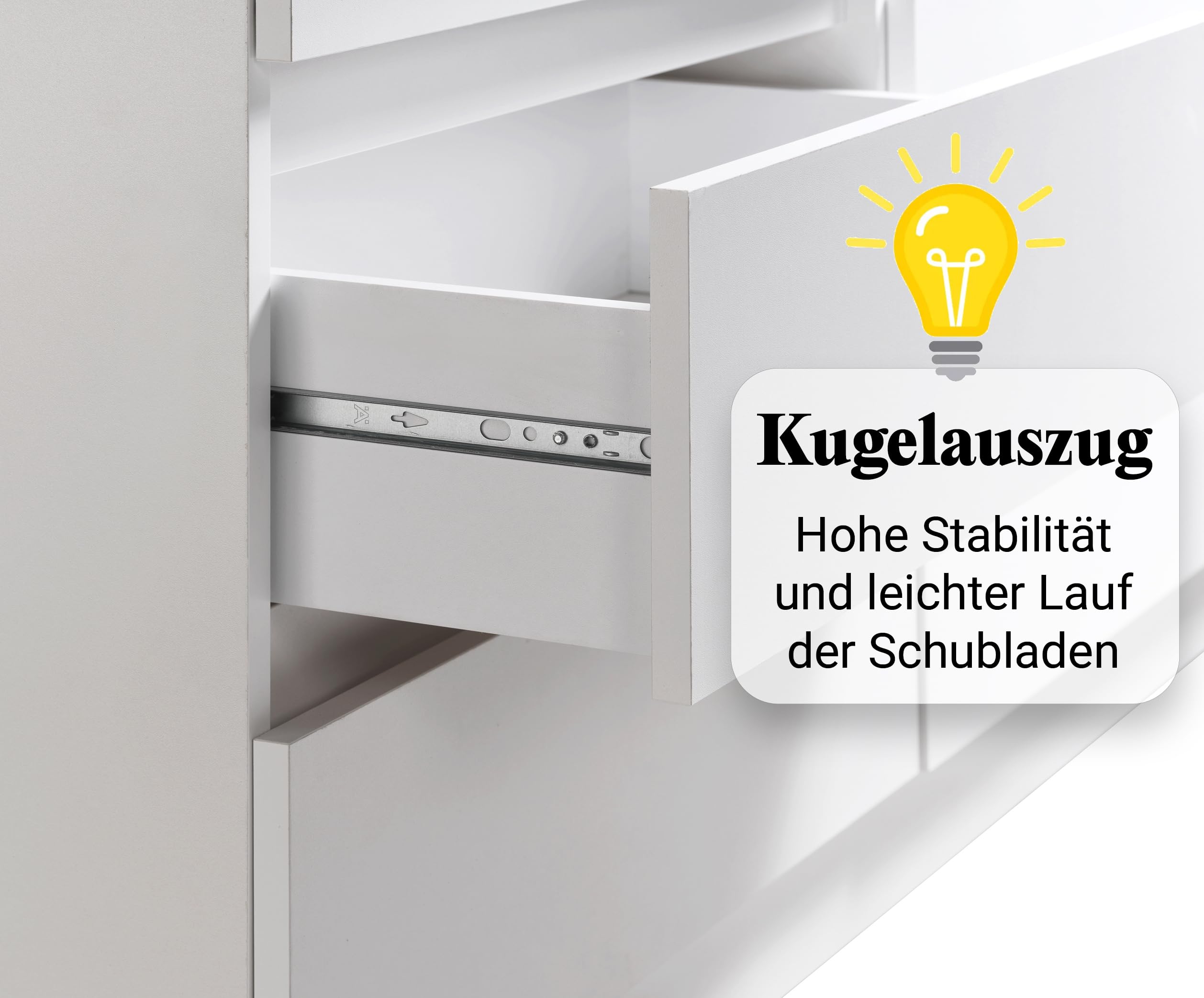 Home Collective Kommode mit 6 Schubladen Kommode weiß Holz Schrank mit Schubladen Sideboard Highboard Anrichte Schlafzimmer Wohnzimmer Flur Büro Organizer Breite 95 cm Höhe 78 cm