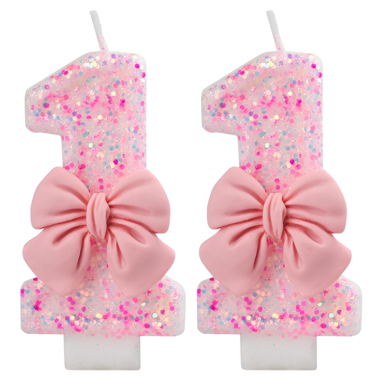 Amazon.com: Pink 11 Candle,11 Birthday Candle,Pink Bow 11 Candles for ...