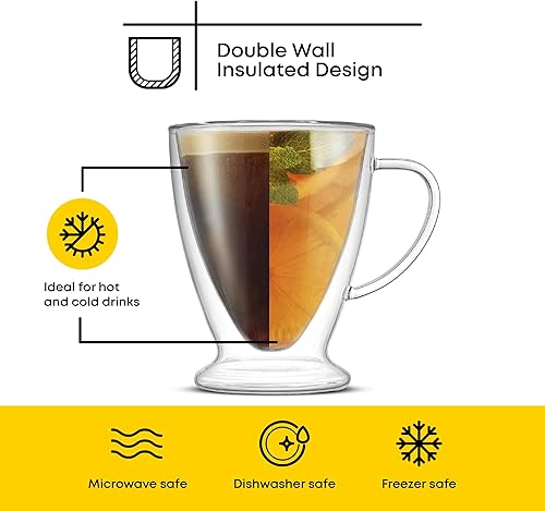 Miniatura 4 de JoyJolt Declan Irish - Tazas de café de vidrio con aislamiento de doble pared (juego de 2) -15 onzas