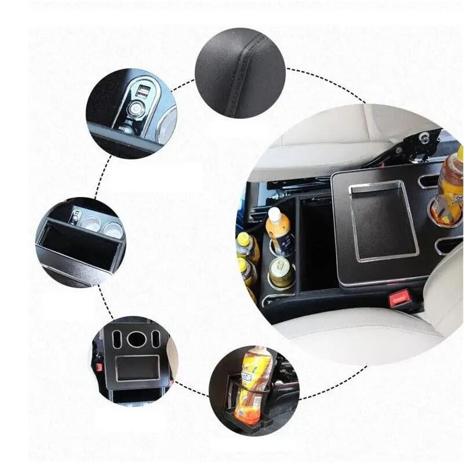 Console Voiture Accoudoir Accoudoir Central À LED Noir AP02 Pour Benz Pour Vito W447 2016-2021(Black)