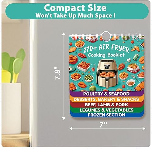 Miniatura 4 de Guía de cocina para freidora de aire de más de 270 alimentos, magnética, hoja de trucos para freidora de aire, folleto de guía de cocina, accesorios