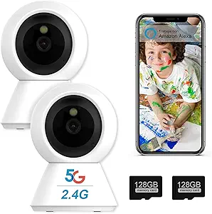4MP Indoor Security Camera Pet Camera with Phone App 2K 5GHz & 2.4GHz 360°Wireless WiFi Cameras for Baby/Elder/Dog/Pet Motion Detection Audible Alarm Easy Installation Compatible with Alexa asin的图片