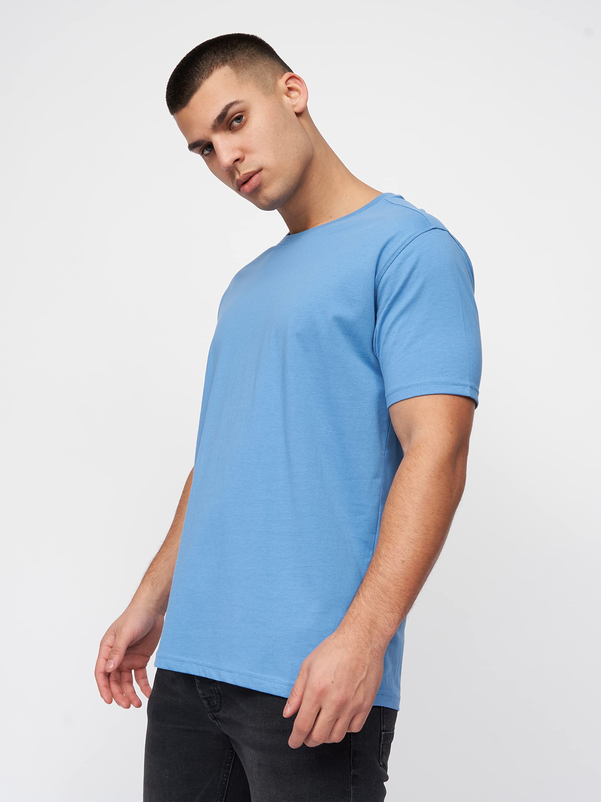 Kandor, Confezione da 5 magliette da uomo, abbigliamento del Regno Unito, classiche e casual, a girocollo, a tinta unita, in 100% cotone, di qualità, adatte per palestra e lavoro