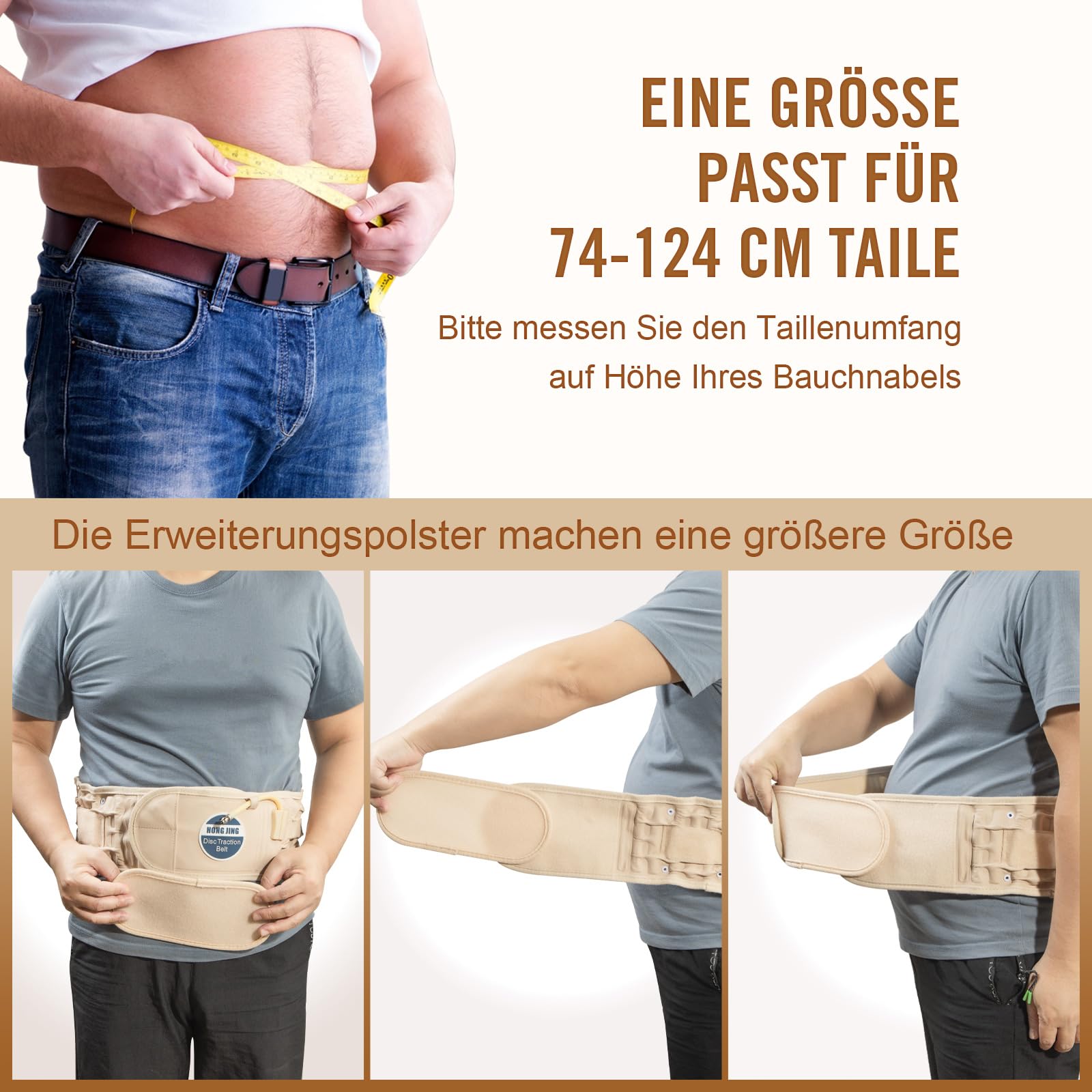 HONGJING Dekompressions-Rückengürtel mit elektrischer Pumpe zur Linderung von Rückenschmerzen, aufblasbare Lendenstütze zum Heben, Einheitsgröße für Taillen 29–49 Zoll