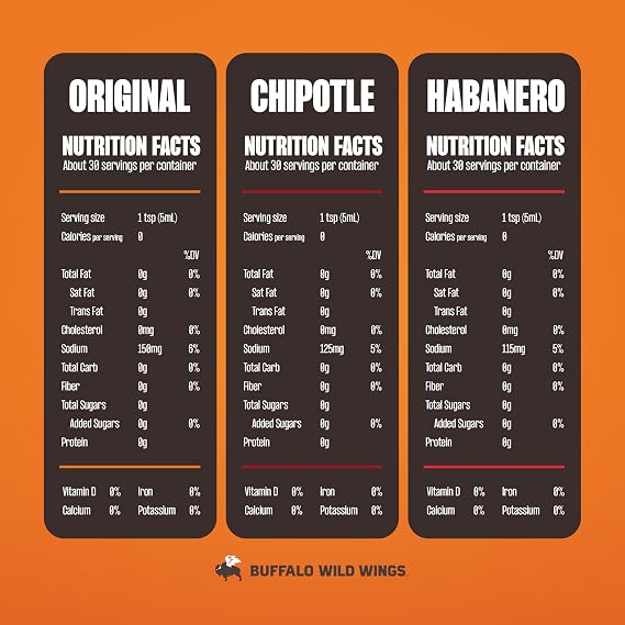 Buffalo Wild Wings Hot Sauce Gift Pack, Includes Classic, Habanero, and Chipotle Hot Sauces, 5 fl oz Bottles, Marinade, and Seasoning for Chicken Wings and Pork Ribs