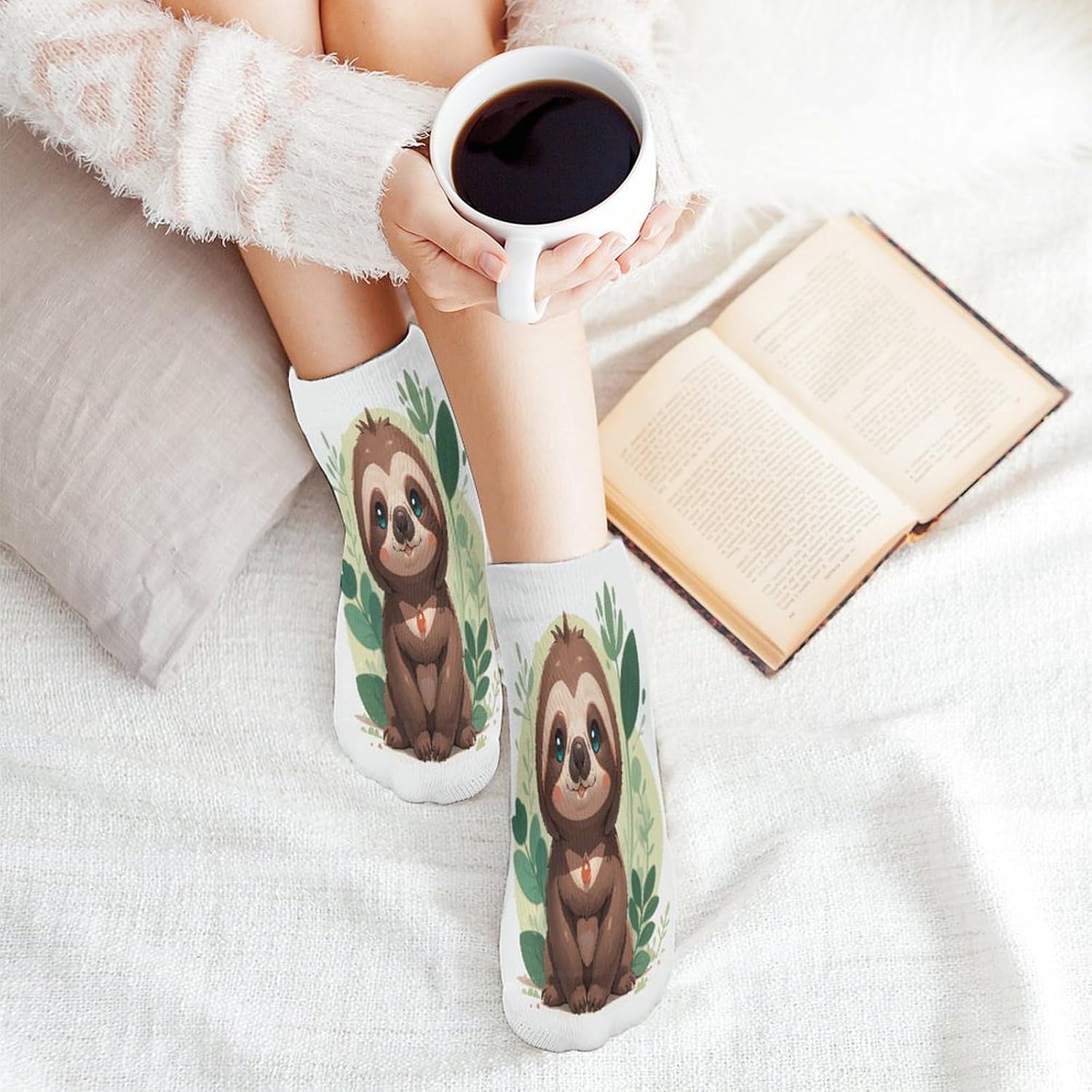 Socks for Men Women 5 Pairs Short Ankle Socks | Cute Cartoon Sloth Low Cut Casual Crew Sock Cute Breathable Athletic Socks Non Slip No Show Sock