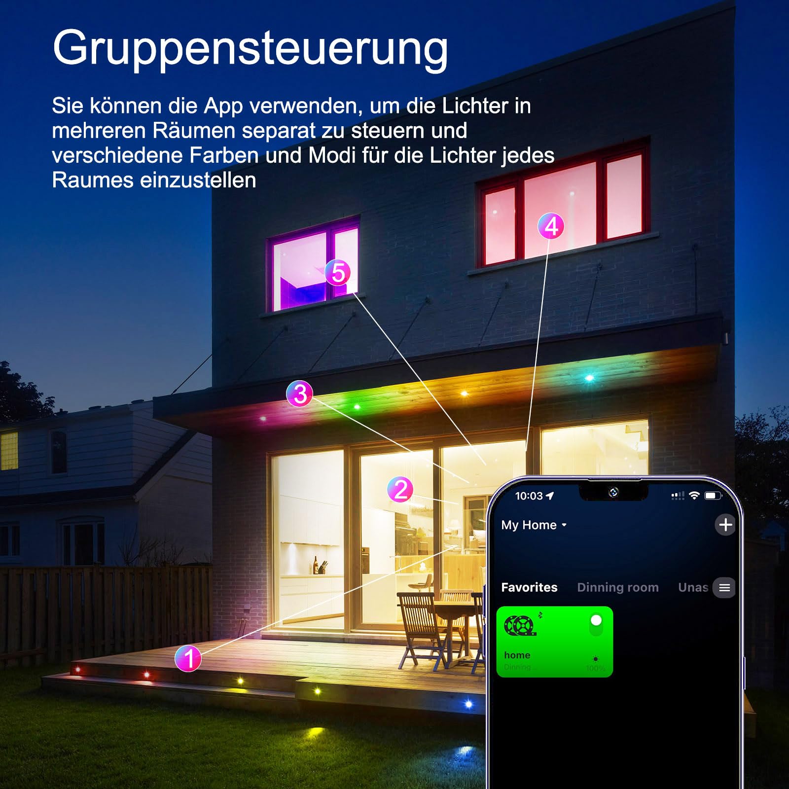 10er Set WiFi RGBIC LED Bodeneinbaustrahler Außen, Ø31mm Smart Terrassenbeleuchtung Warmweiß dimmbar, IP67 Wasserdicht Bodenstrahler kompatibel mit Alexa & Google Home, App-Steuerung