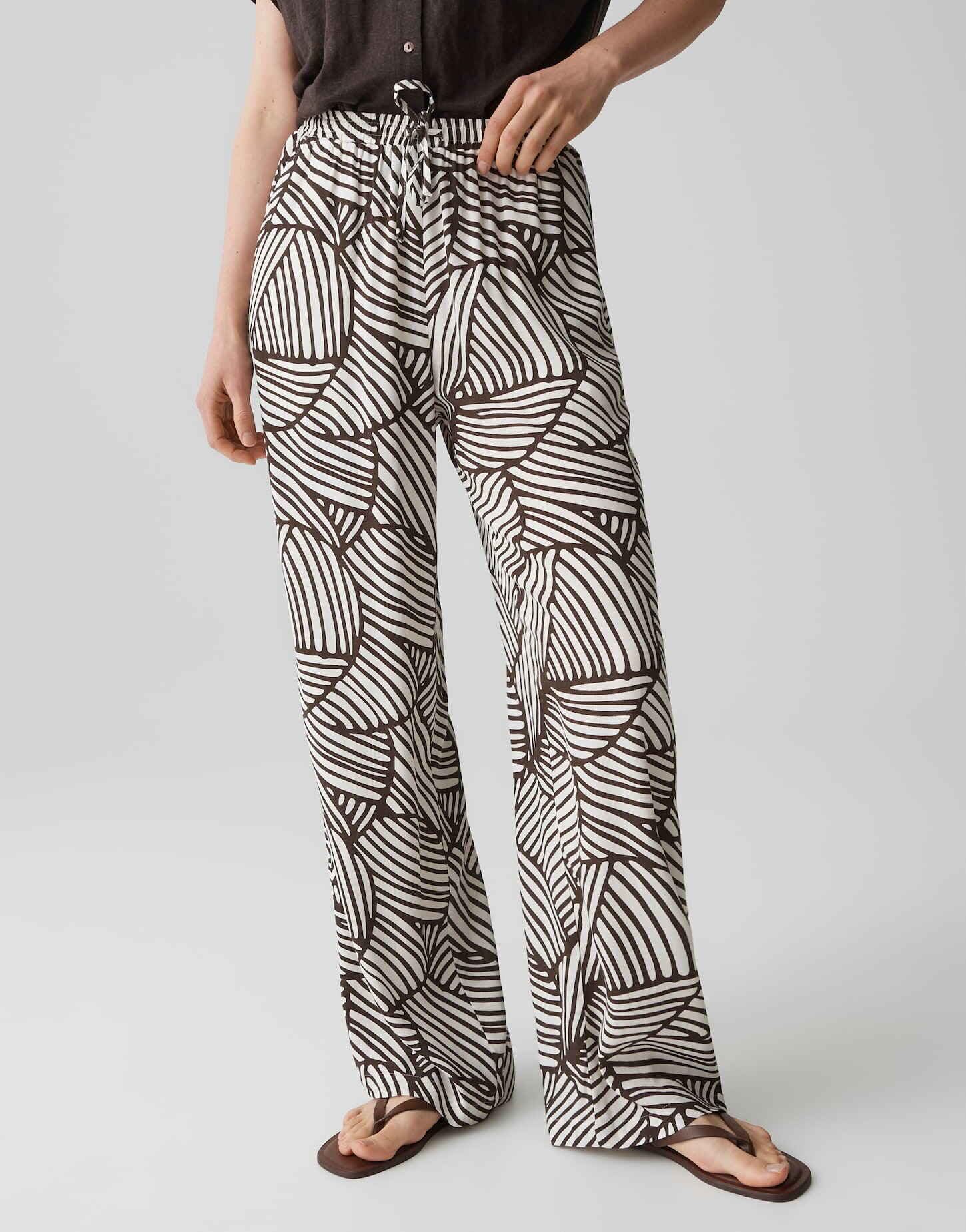 OPUS Damen Wide Leg Pants | MAROU Botanical Wide Leg Pants aus feiner Krepp Viskose