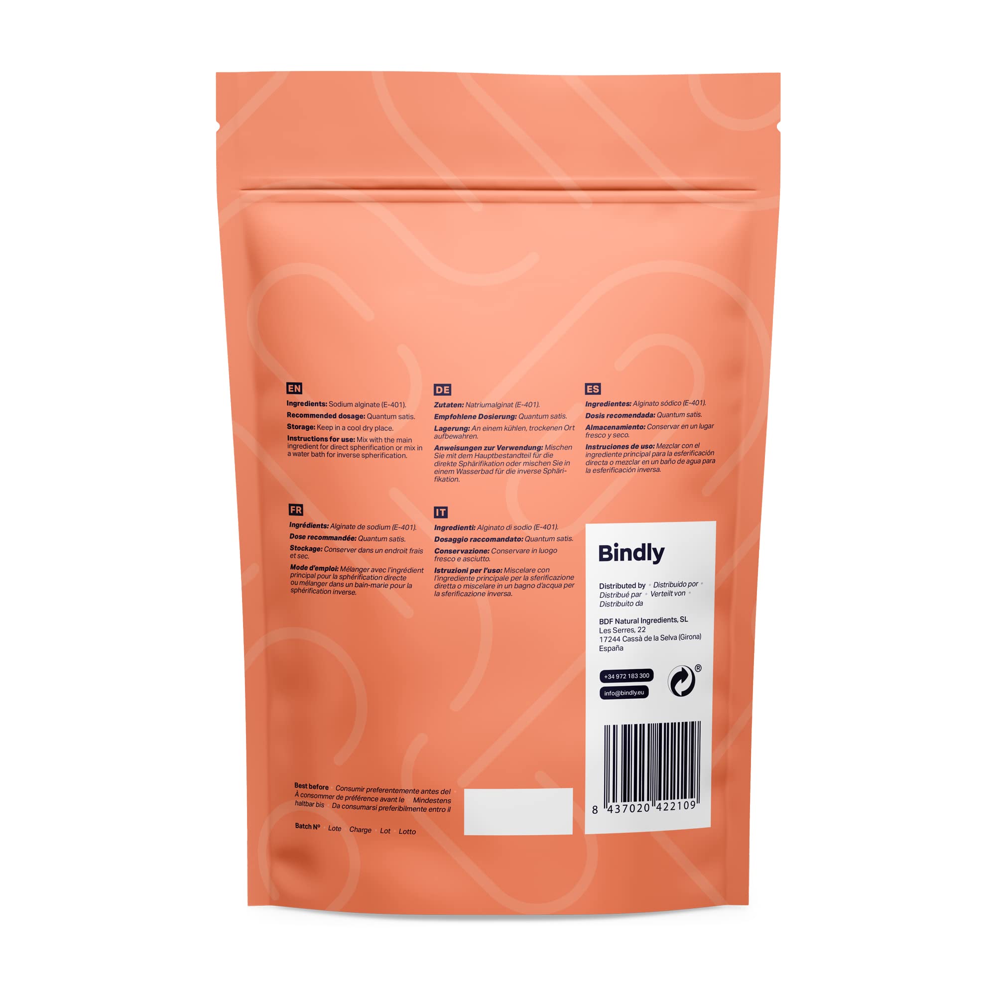 Alginato de Sodio en Polvo 500g | Gelificante de Rápida Disolución para Esferificación Molecular, Cocina Creativa y Repostería | Vegano, Halal y No-GMO