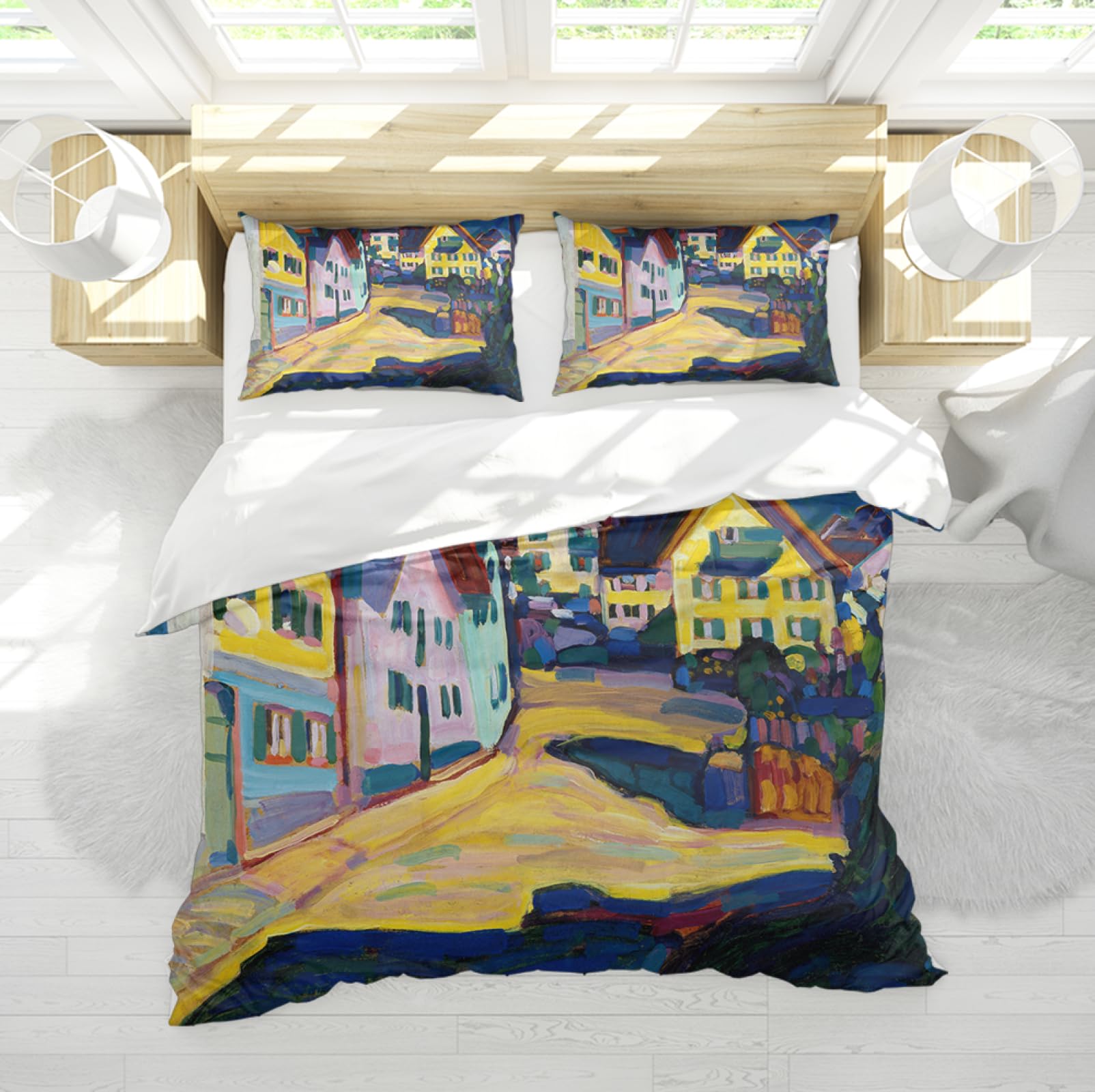 Housse de couette Wassily Kandinsky 260x240cm avec taies en microfibres colorées