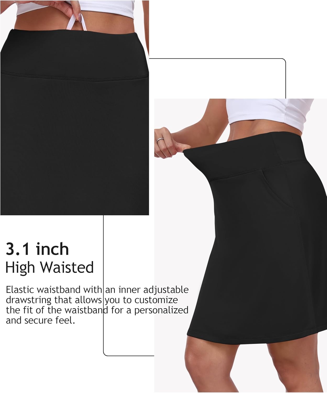 MoFiz Women's 20" Knee Length Skorts Skirt High Waisted Golf Tennis Skort Athletic Skirt for Sports Workout Summer Casual - Image 6