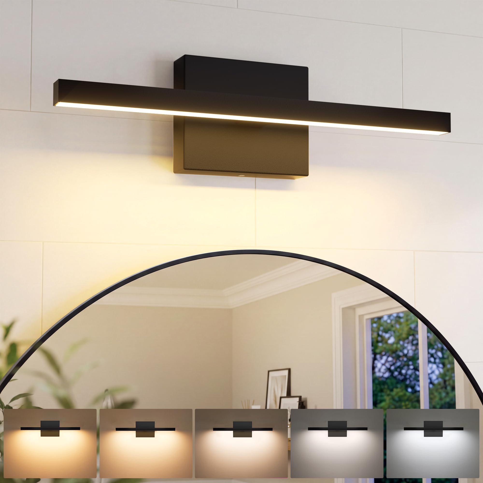 15.75in/40cm Matte Black Bathroom Light Fixtures