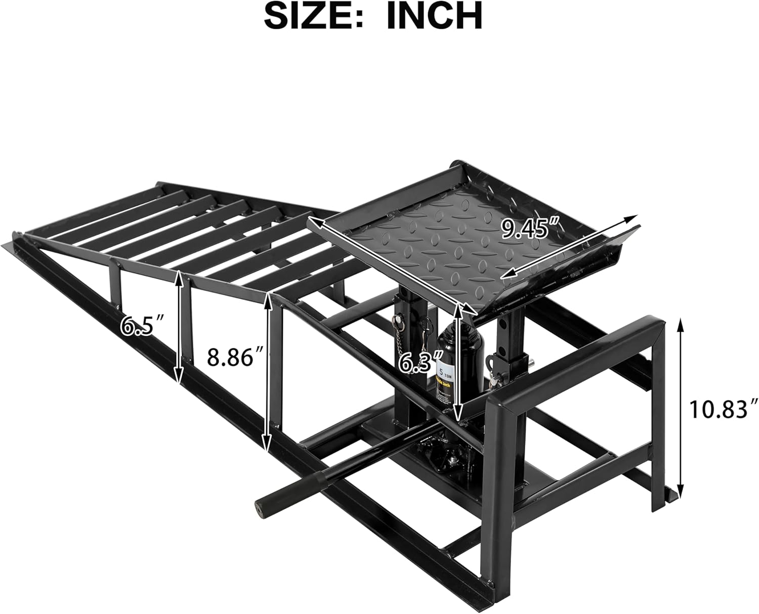 5-Ton Hydraulic Auto Service Ramps (2-Pack),10,000LBS Capacity, 9.8"-15" Adjustable Height, Heavy-Duty Steel Frame,Rust-Resistant Finish, Easy Installation for Car/Truck Lifts (Black, 9.8-15 inches)