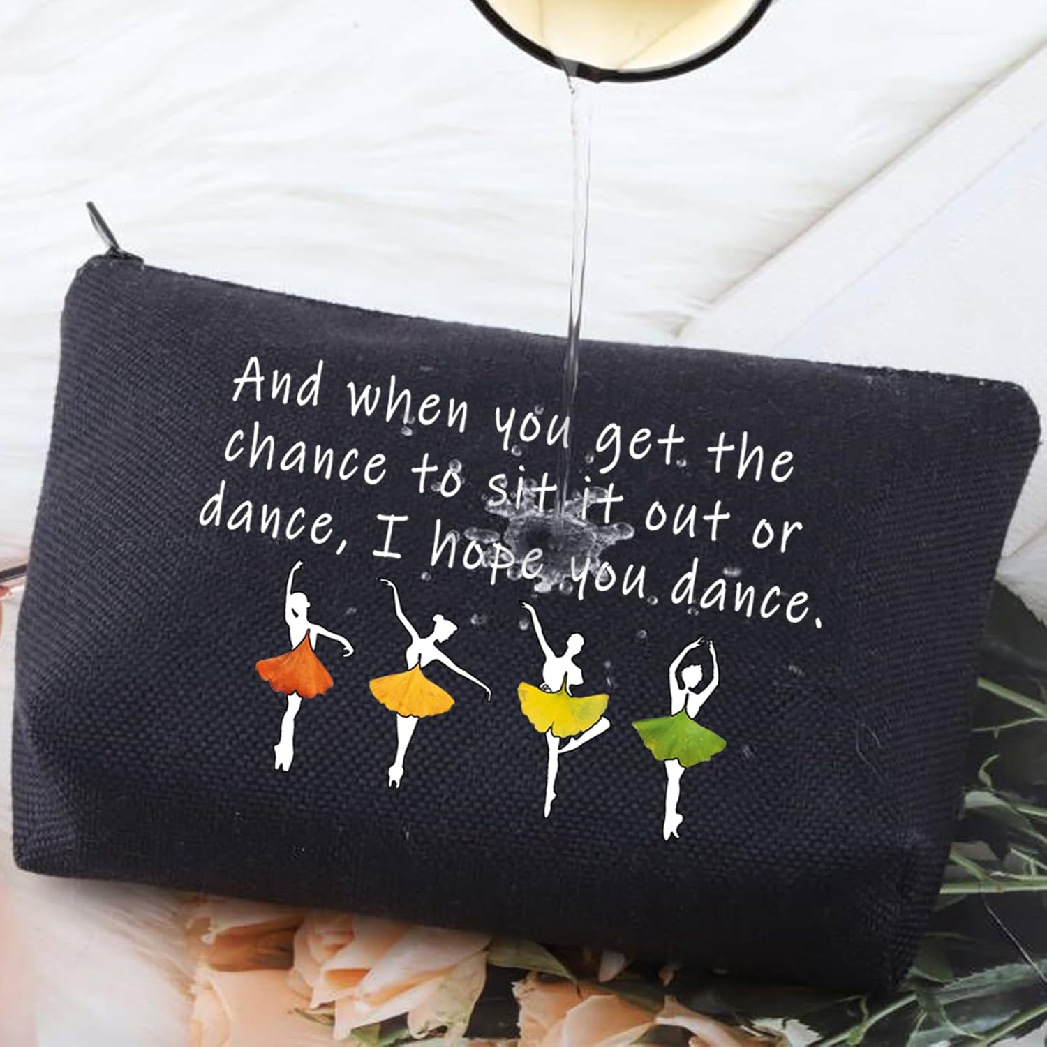 G2TUP Ballet Girl Make Up Cosmetic Bag Dancer Gifts for Women Girls Motivational Quote Gift for Dance Team (black)