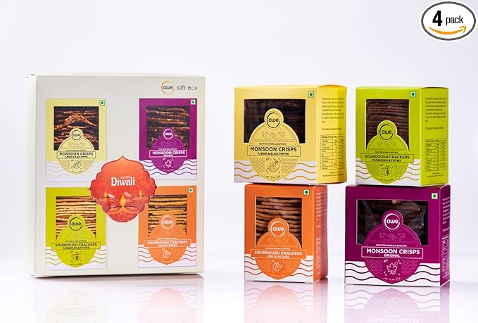Foods | Diwali Crisps & Crackers Gift Box | Monsoon Crisps & Sourdough Crackers | Handmade Healthy Crisps & Crackers | Tasty & Natural Anytime Snack | 200g