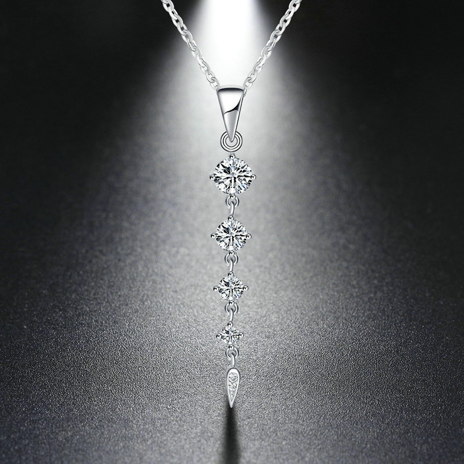Collana con Ciondolo Donna in Argento Argento Collana Pendente Ciondolo Geometrico Zirconia Cubica