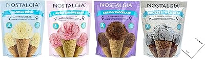 Nostalgia Icecream Mix Variety Pack of all four Flavors Vanilla, Chocolate and Strawberry and Cookies'n Cream Each Pocket ...