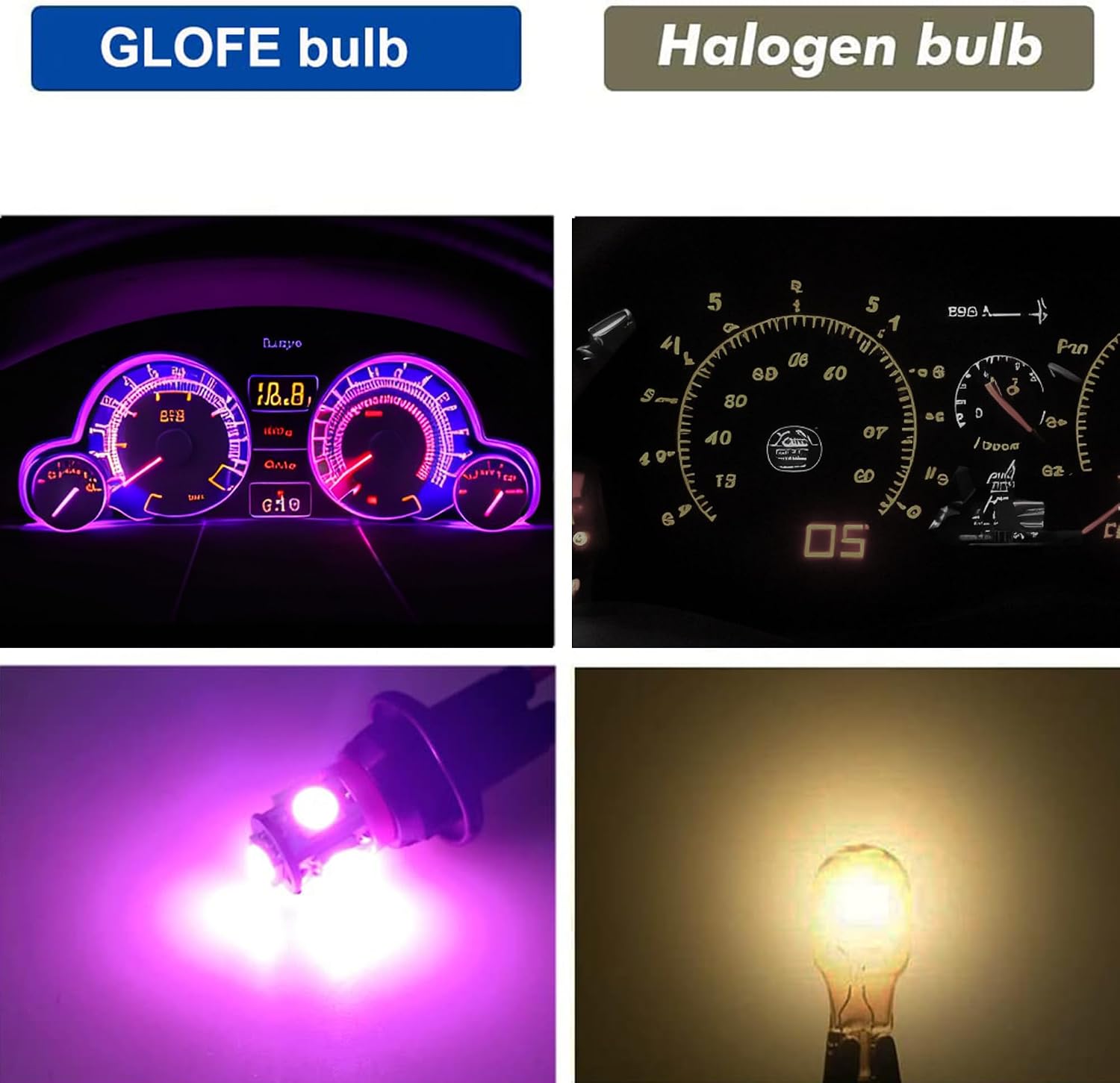 T10 194 168 Dash Instrument Pink/Purple Light Bulbs Bright Panel Gauge Cluster Dashboard LED Bulbs 10Pcs/Set