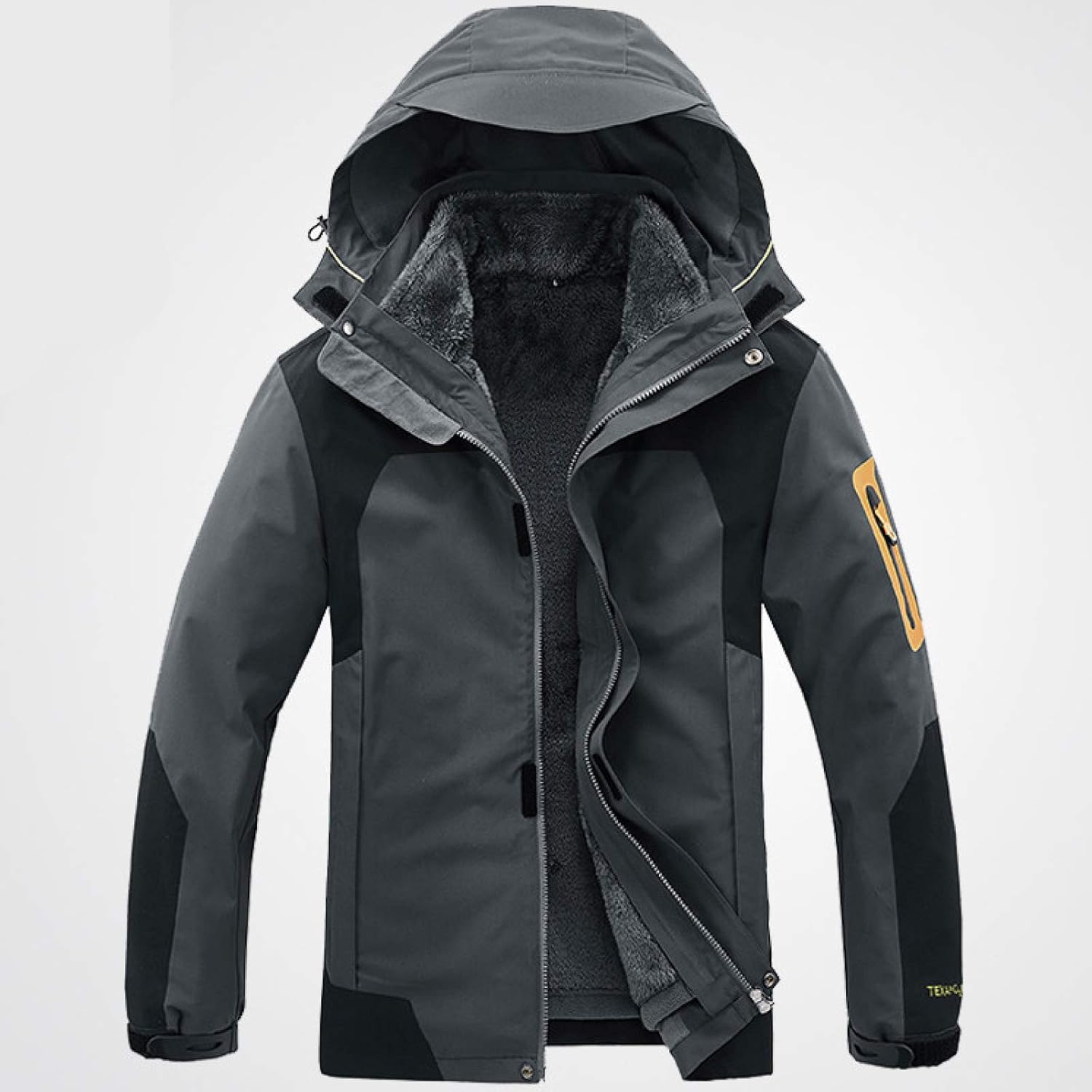 新作多数 メンズ防水スキージャケット暖かい冬のスノーコートマウンテンウインドブレーカーフード付きレインコートスノーボードジャケット Gray A 4xl