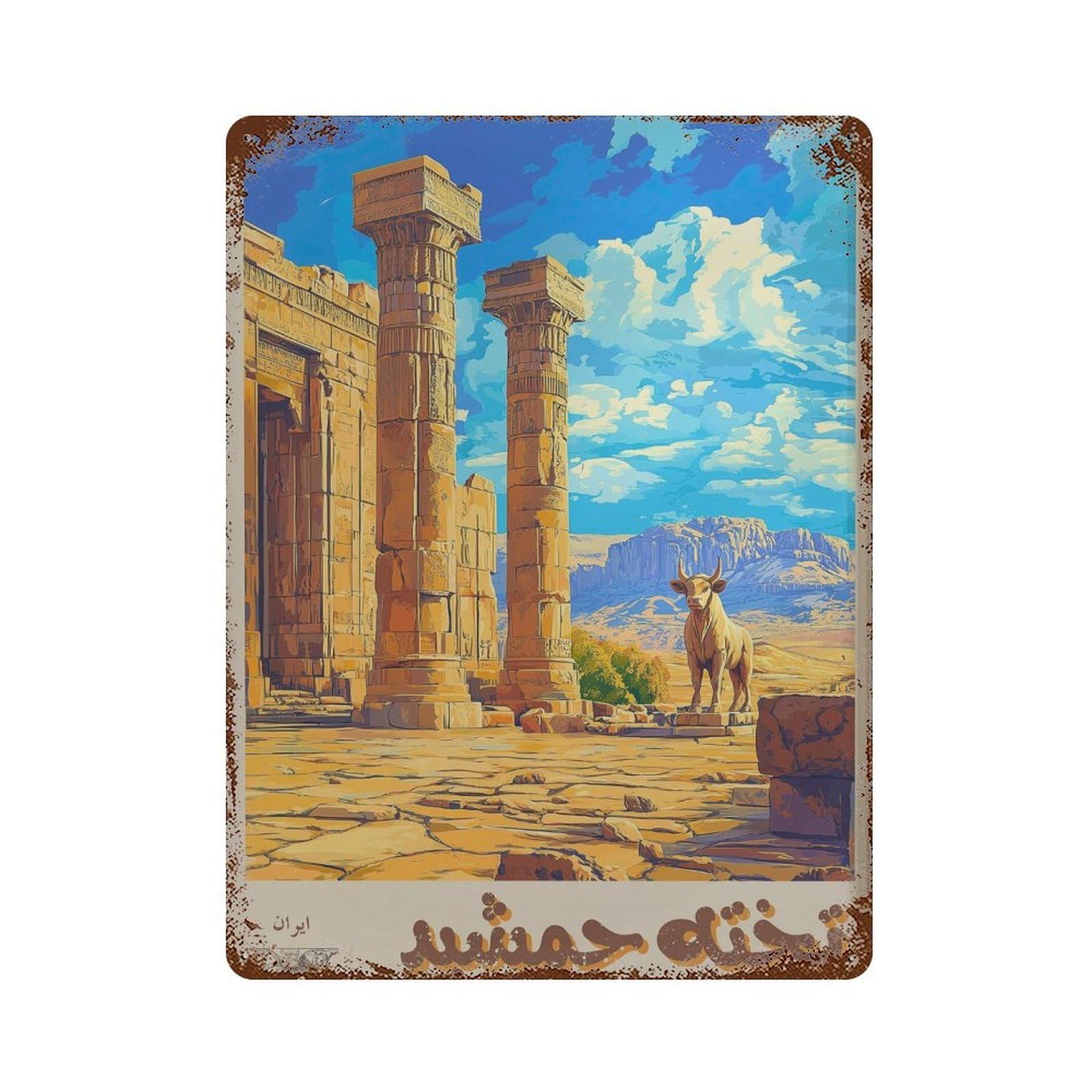 xiaoxiaoshen Persepolis Iran Travel Ancient Persia in Arabic Wall Decor Art Metal Tin Poster Modern Home Decor Art Home Bar Shop Decorations Vintage Sign 40x30cm