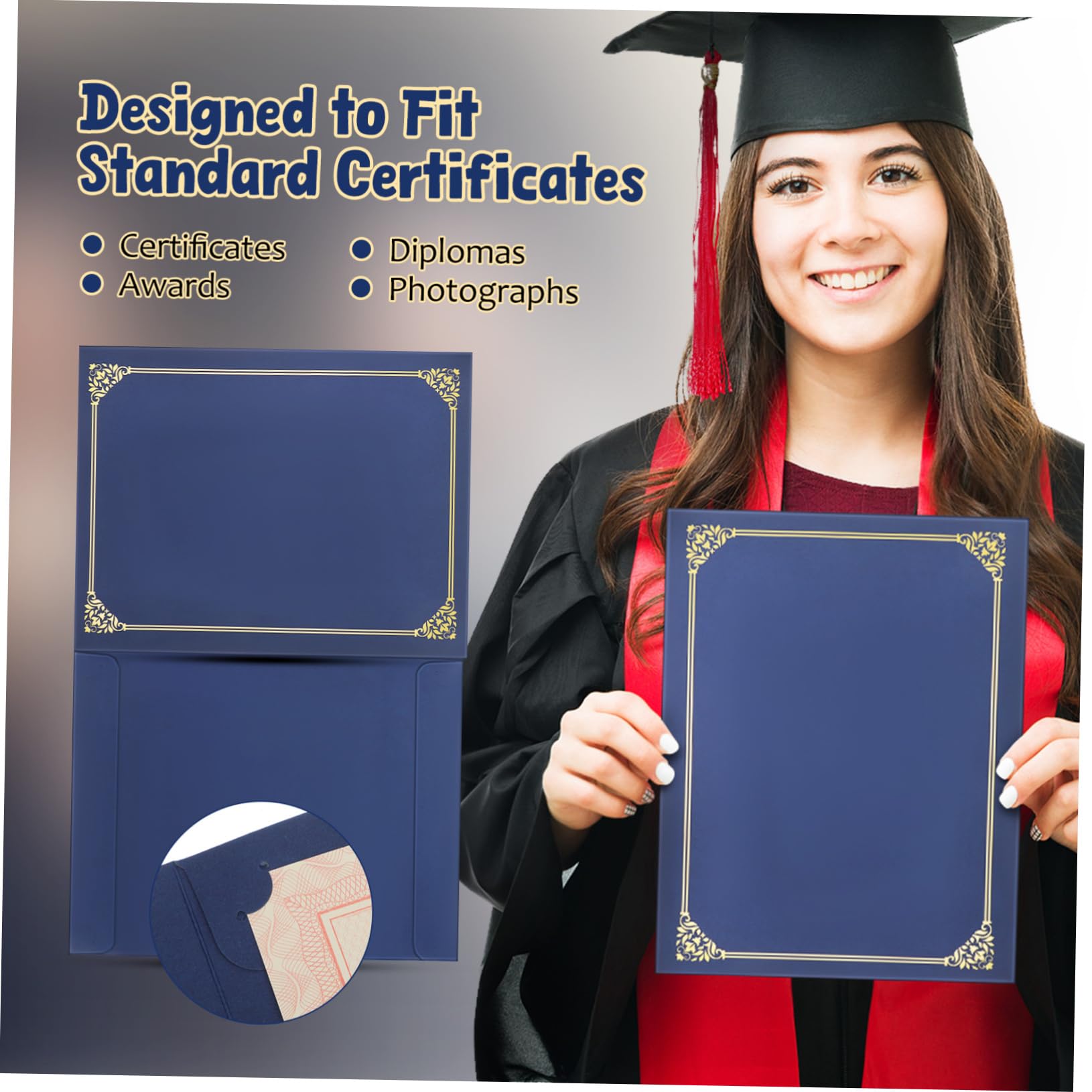 Generico 30 Pezzi Di Sigillo Per Certificato Con Bordo In Lamina D'Oro Porta-Diplomi Porta-Certificati Porta-Documenti Di Laurea Copertina Decorativa Premio Universitario