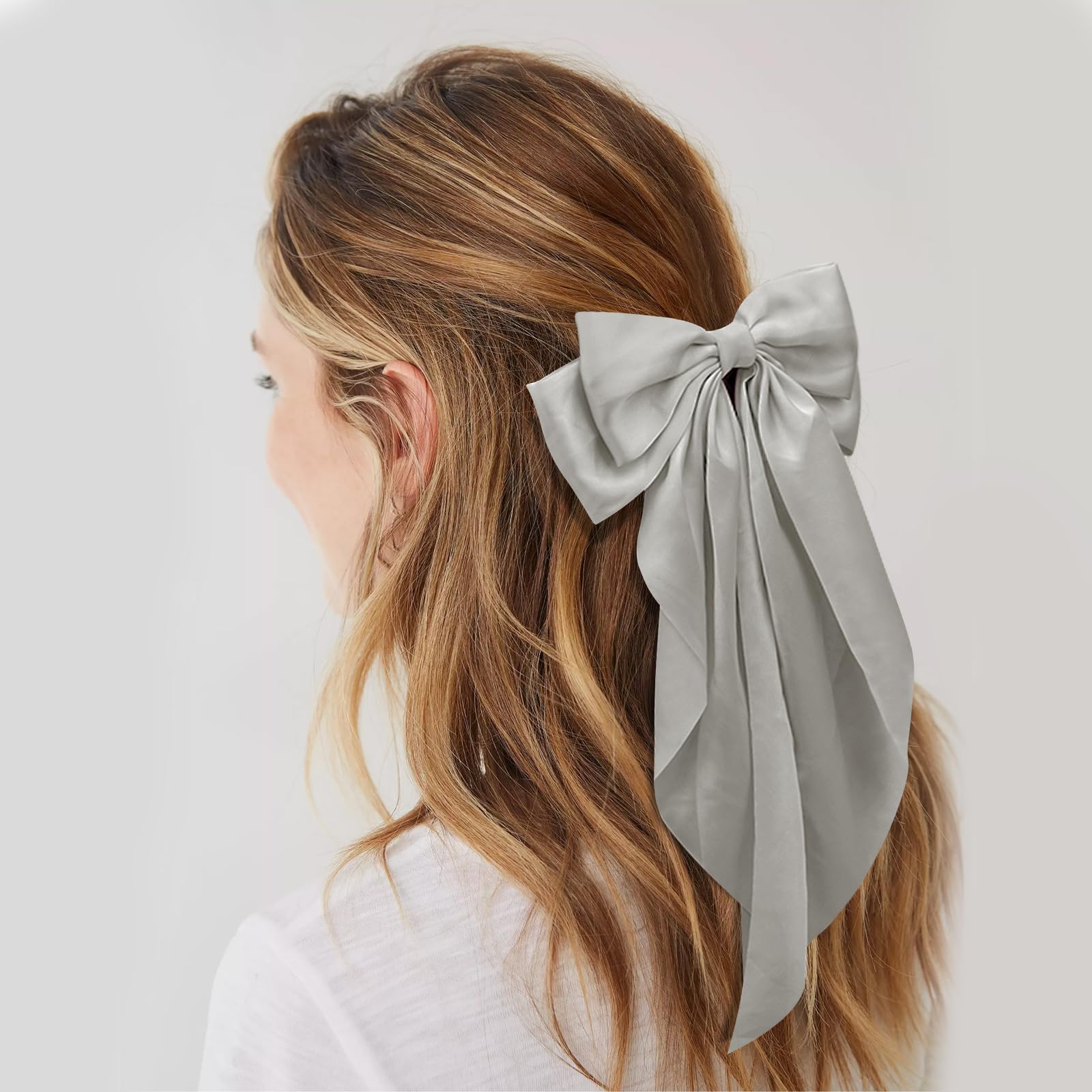 JUICY COUTURE Mini Hair clips Velvety Bow Bands Gray Lined Basket Perfect Gift Silk Velvet Women Hair Bows, Hair Clips. Barrette for Women  main image 3