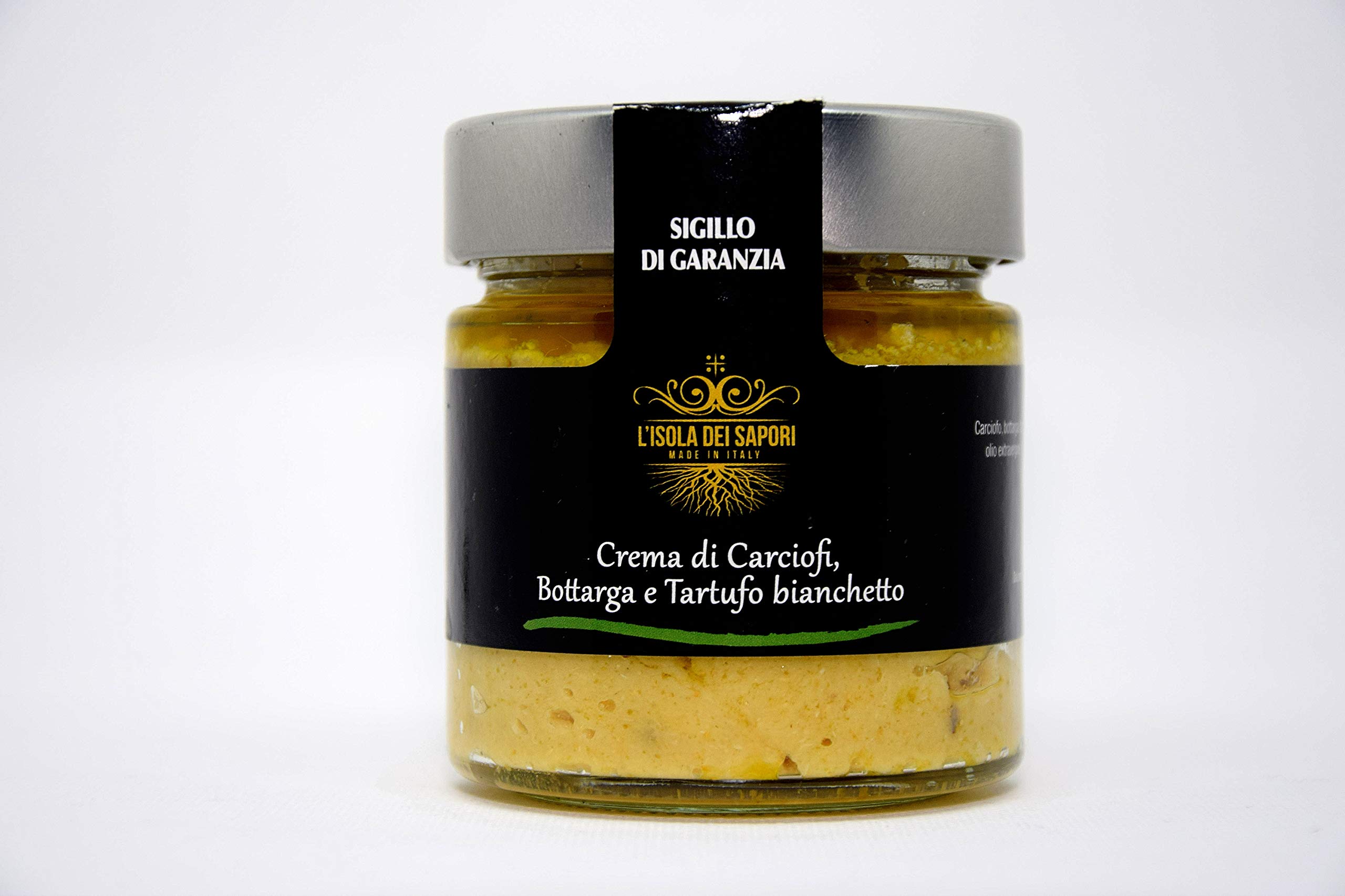 Crema di Carciofi Bottarga e Tartufo Bianchetto- Prodotto Artigianale Sardegna L'Isola dei Sapori - Gourmet - Made in Italy - Condimento - Ottimo su Paste, Bruschette, Risotti (200g)