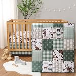 The Peanutshell 3 Piece Baby Crib Bedding Set for Boys & Girls - Newborn, Infant & Toddler Nursery Bed Set Decor with Fitted Crib Sheet, Dust Ruffle Comforter - Boho Farm
