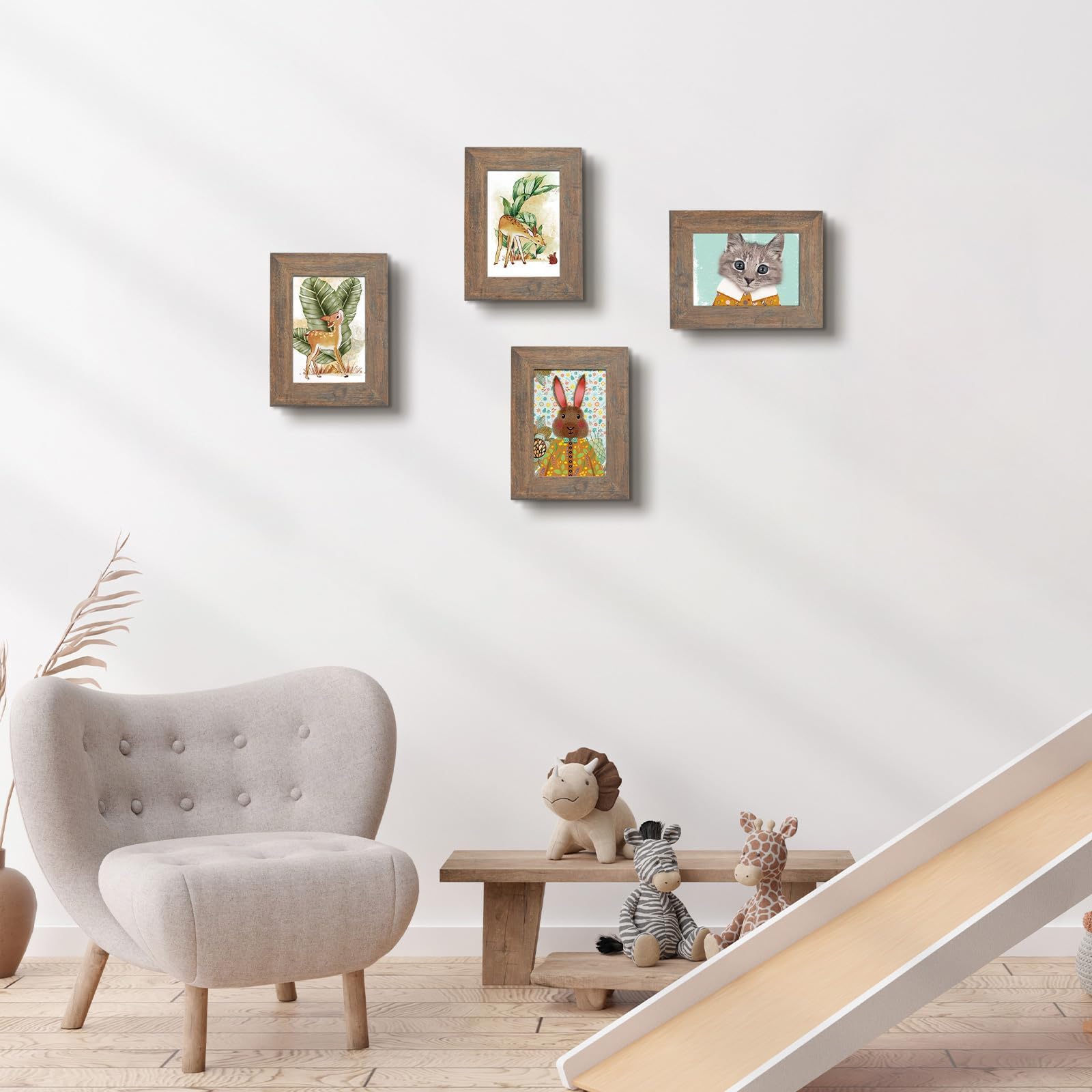 Homeforia Cornice Portafoto In Legno Di Quercia Con Vetro Temperato - Formato 12,7x17,8 Cm, Passepartout Incluso, Marrone