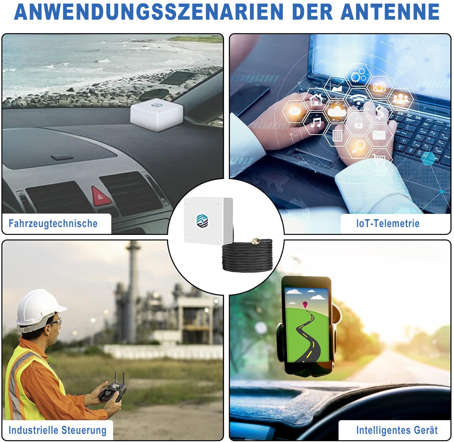 Maswell GNSS GPS-Antenne SMA-Stecker, GPS GLONASS BEIDOU GAILEO L1-Band 1561–1602 MHz, Schraube und -Klebehalterung, IP67 wasserdichtes, UV-stabilisiertes Nylon-Umflechtungskabel