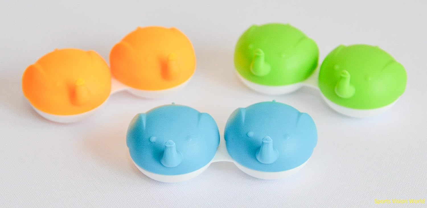 New 3 x Elephant Fun Cute Contact Lens Storage Box Holder Soaking Container Travel Blue : Health & Household