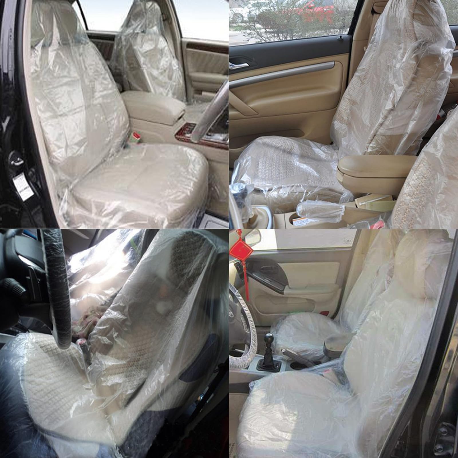 Lot de 100 housses de chaise de voiture transparentes jetables et anti-poussière