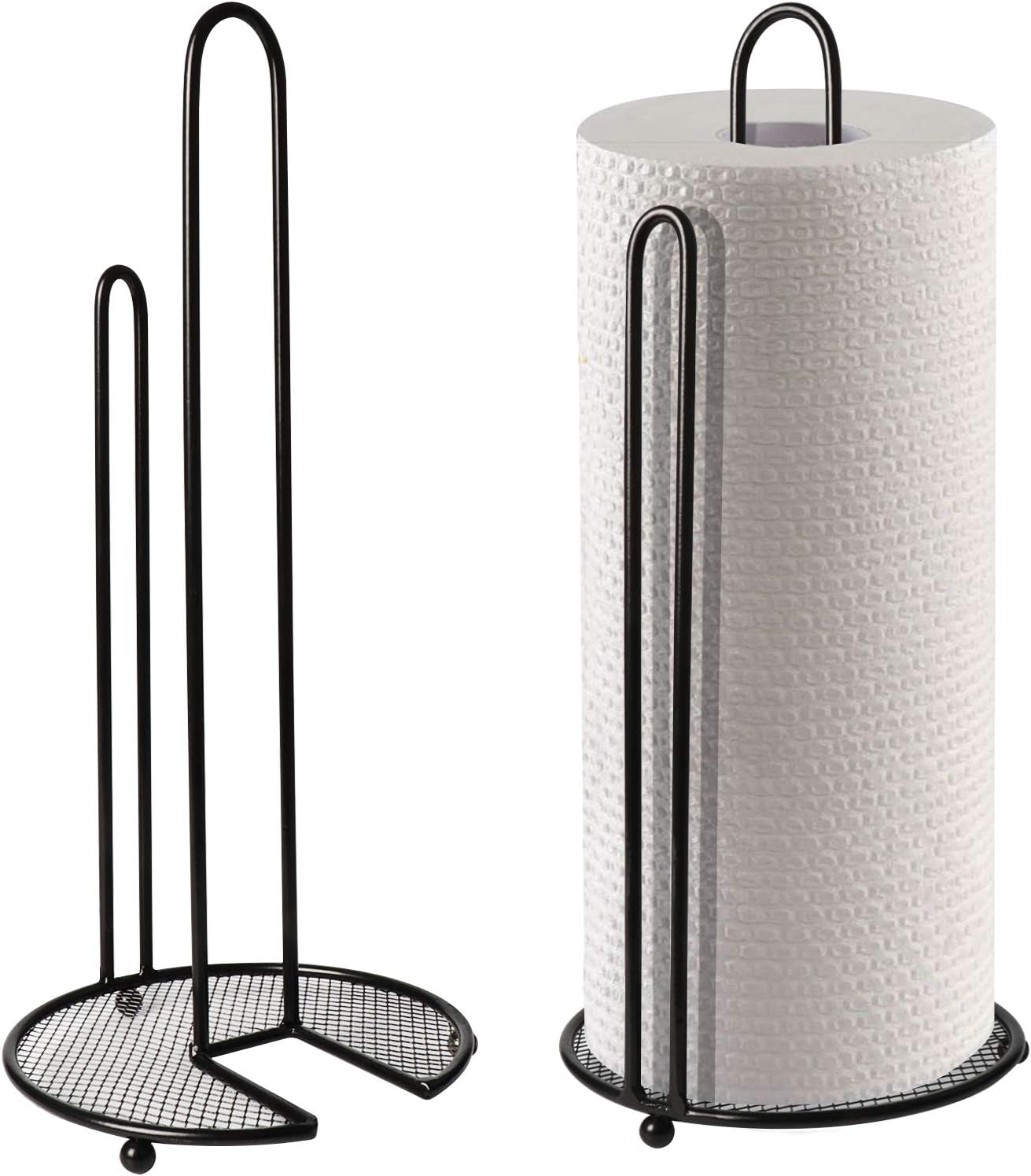 2 Pack 13 Inch Paper Towel Holder Stand, Black Metal