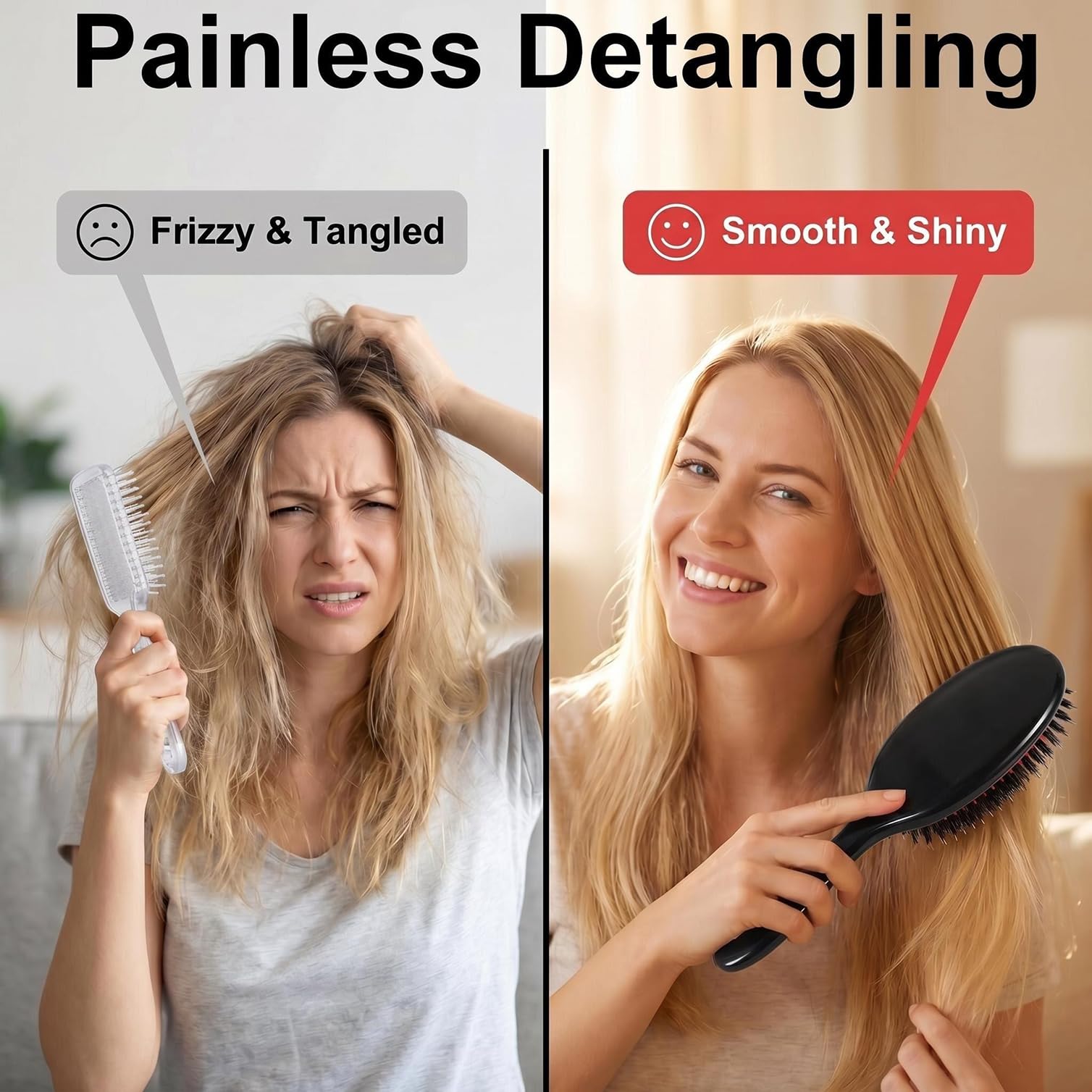 Boar Nylon Bristle Cushioned Paddle Hair Brush