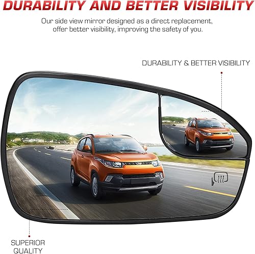 Miniatura 2 de Juego de espejo calefactable para pasajeros y conductores con vista lateral para Ford Fusion 2013, 2014, 2015, 2016, 2017, 2018, 2019, 2020, Ford