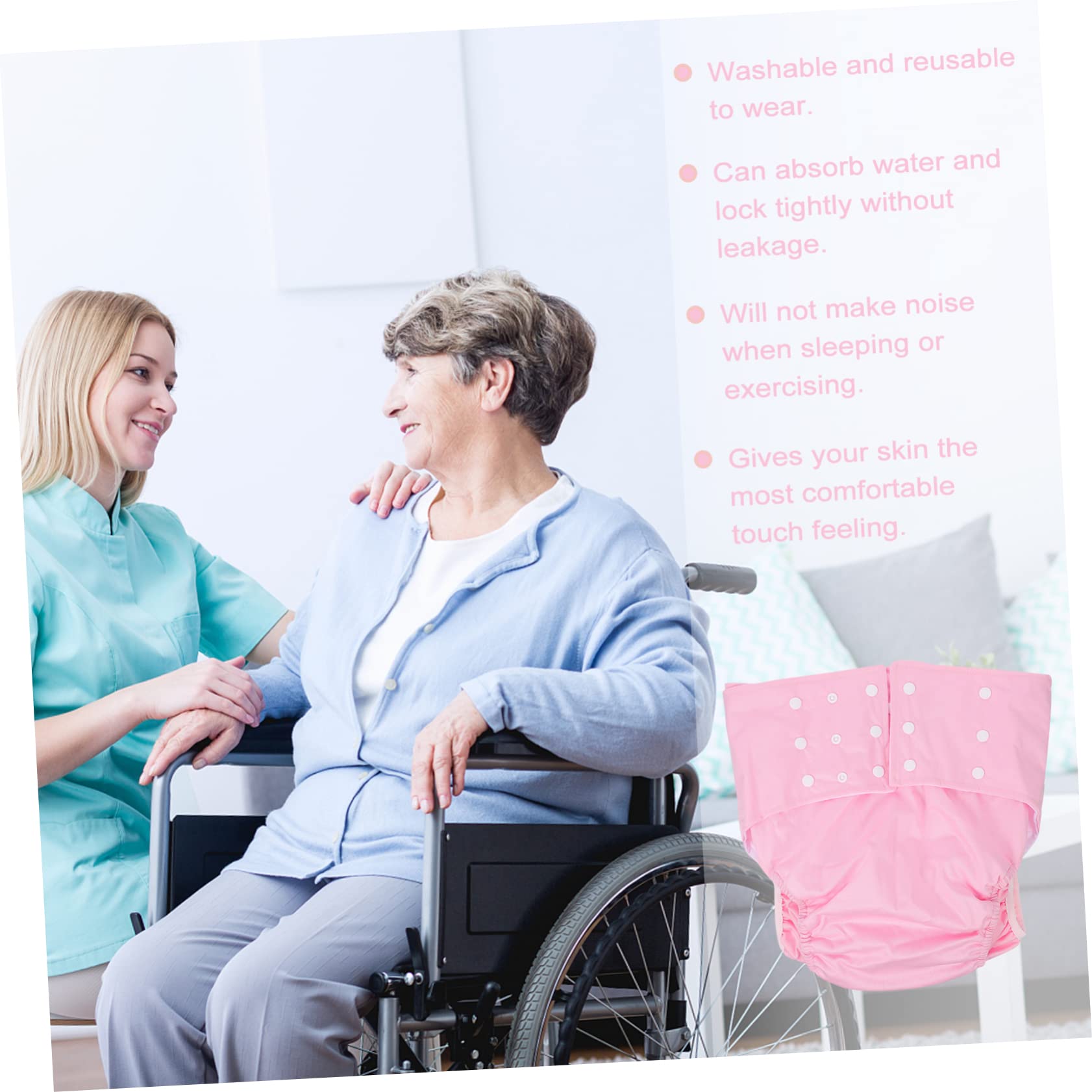 Ipetboom Reusable Diaper Anti-Leak Comfortable Washable Adult Nappy for Incontinence Period Pant